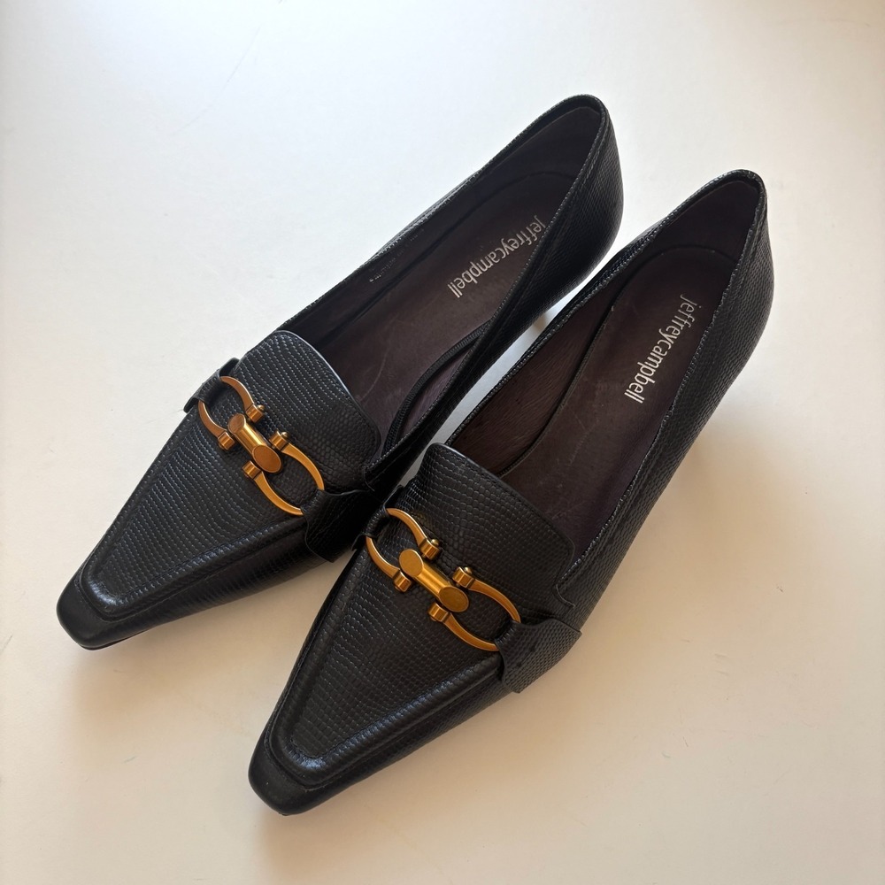 Jeffrey Campbell Hysteric Heels Pumps Shoes Women Size 8.5 Black Kitten Heel
